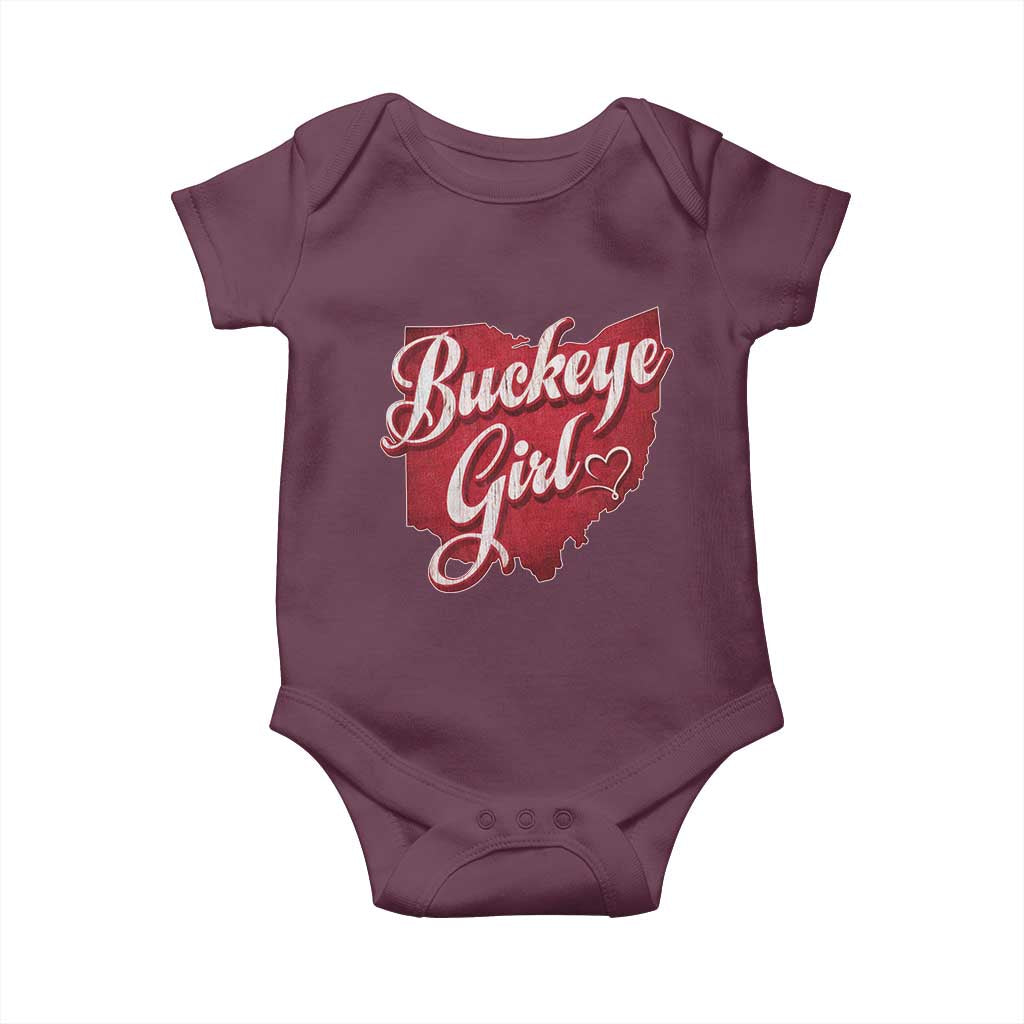 Funny Buckeye Girl Baby Onesie Red Map Of Ohio State TS11 Maroon Print Your Wear