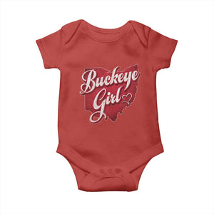 Funny Buckeye Girl Baby Onesie Red Map Of Ohio State TS11 Red Print Your Wear