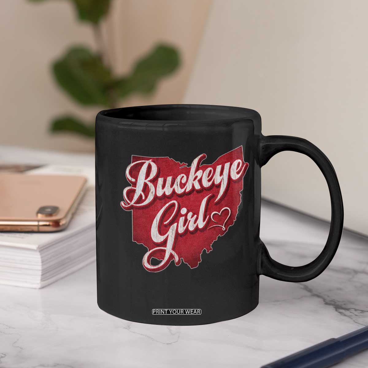 Funny Buckeye Girl Coffee Mug Red Map Of Ohio State TS11 Print Your Wear