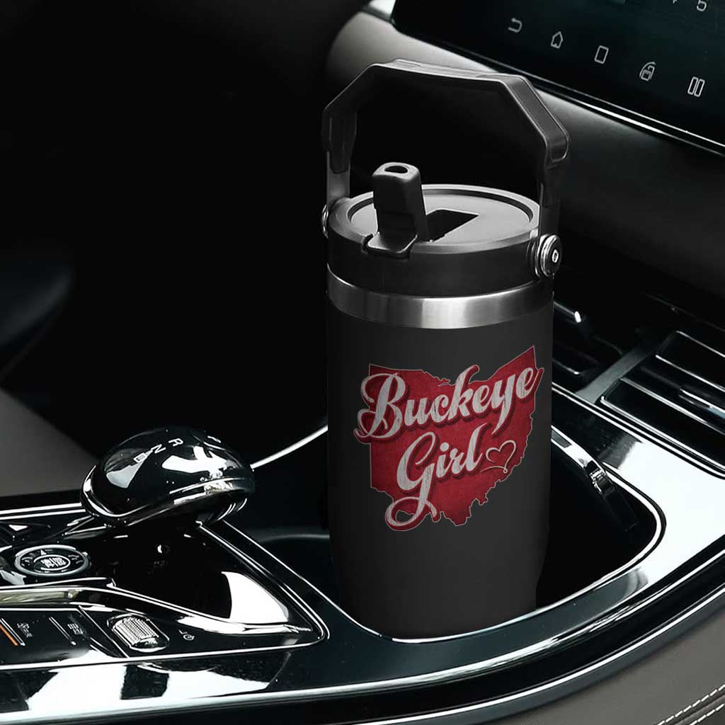 Funny Buckeye Girl Flip Straw Tumbler Red Map Of Ohio State TS11 Print Your Wear
