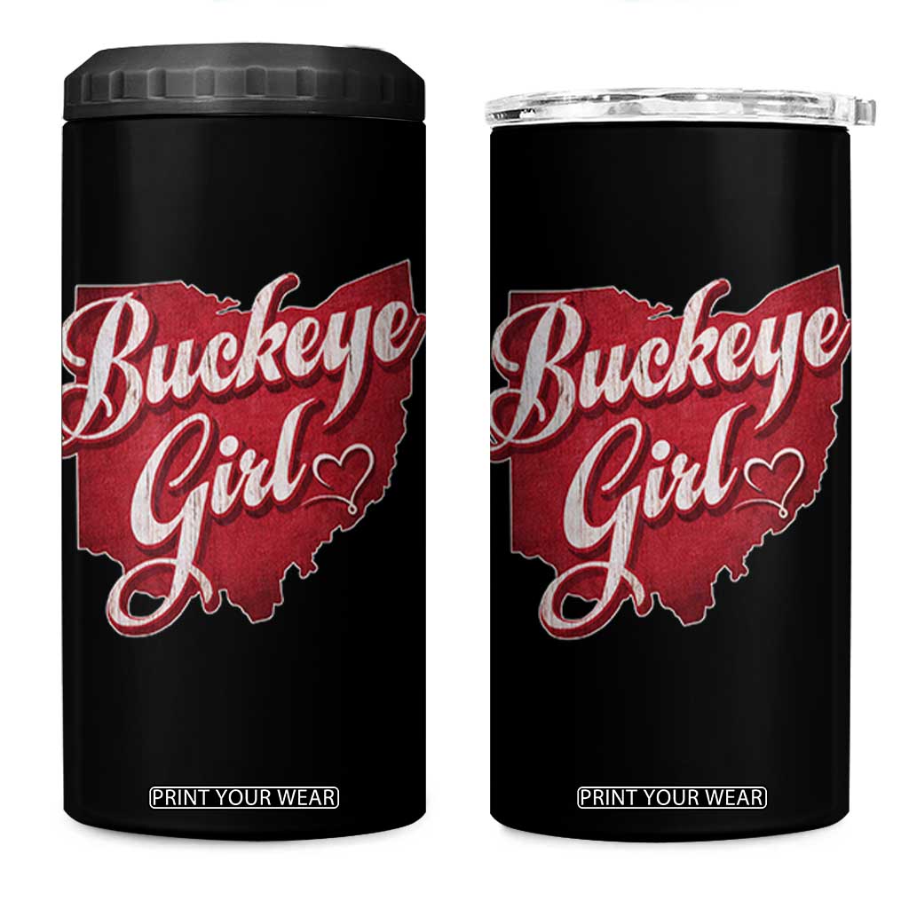 Funny Buckeye Girl 4 in 1 Can Cooler Tumbler Red Map Of Ohio State TS11 One Size: 16 oz Black Print Your Wear