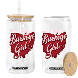 Funny Buckeye Girl Glass Can Red Map Of Ohio State TS11 Print Your Wear