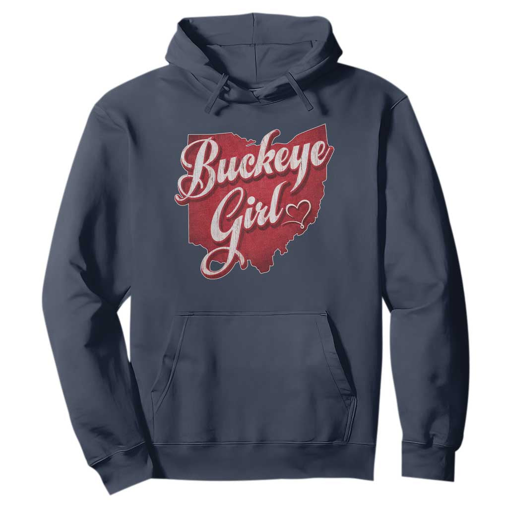 Funny Buckeye Girl Hoodie Red Map Of Ohio State TS11 Navy Print Your Wear