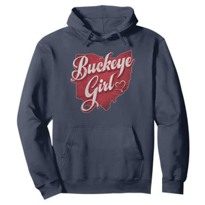 Funny Buckeye Girl Hoodie Red Map Of Ohio State TS11 Navy Print Your Wear