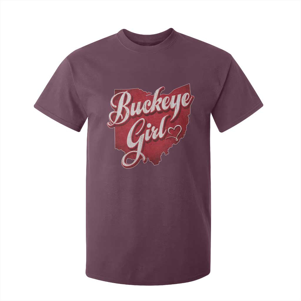 Funny Buckeye Girl T Shirt For Kid Red Map Of Ohio State TS11 Maroon Print Your Wear