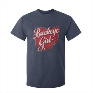 Funny Buckeye Girl T Shirt For Kid Red Map Of Ohio State TS11 Navy Print Your Wear