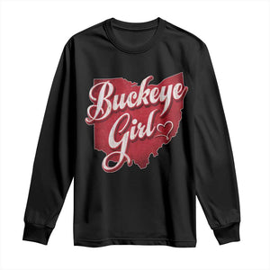 Funny Buckeye Girl Long Sleeve Shirt Red Map Of Ohio State TS11 Black Print Your Wear