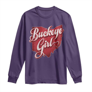 Funny Buckeye Girl Long Sleeve Shirt Red Map Of Ohio State TS11 Purple Print Your Wear