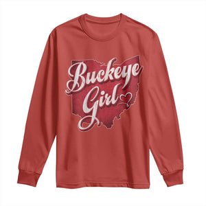 Funny Buckeye Girl Long Sleeve Shirt Red Map Of Ohio State TS11 Red Print Your Wear