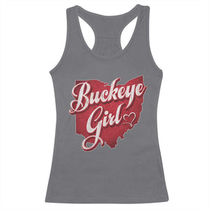 Funny Buckeye Girl Racerback Tank Top Red Map Of Ohio State TS11 Charcoal Print Your Wear