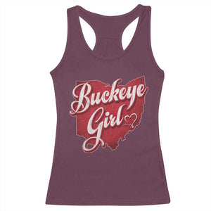 Funny Buckeye Girl Racerback Tank Top Red Map Of Ohio State TS11 Maroon Print Your Wear