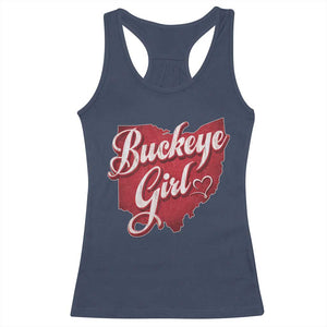 Funny Buckeye Girl Racerback Tank Top Red Map Of Ohio State TS11 Navy Print Your Wear