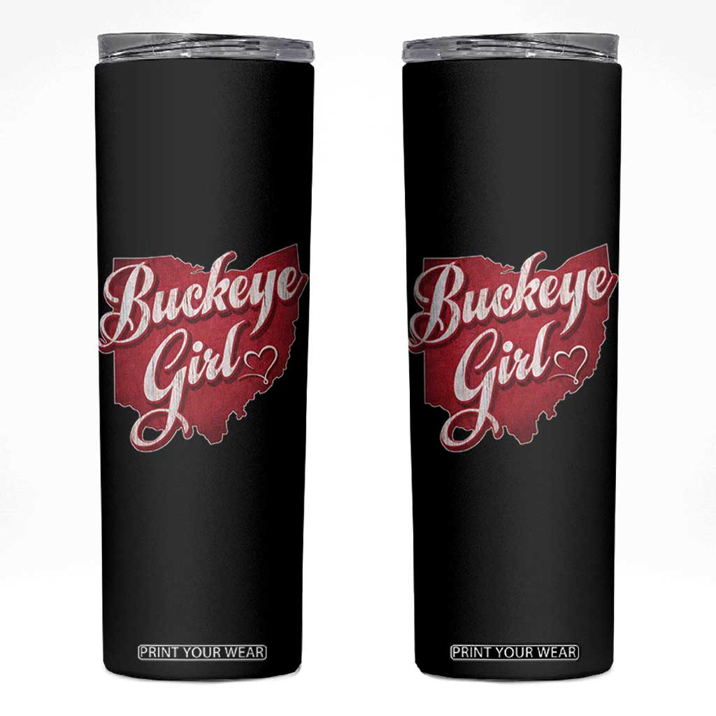 Funny Buckeye Girl Skinny Tumbler Red Map Of Ohio State TS11 Black Print Your Wear