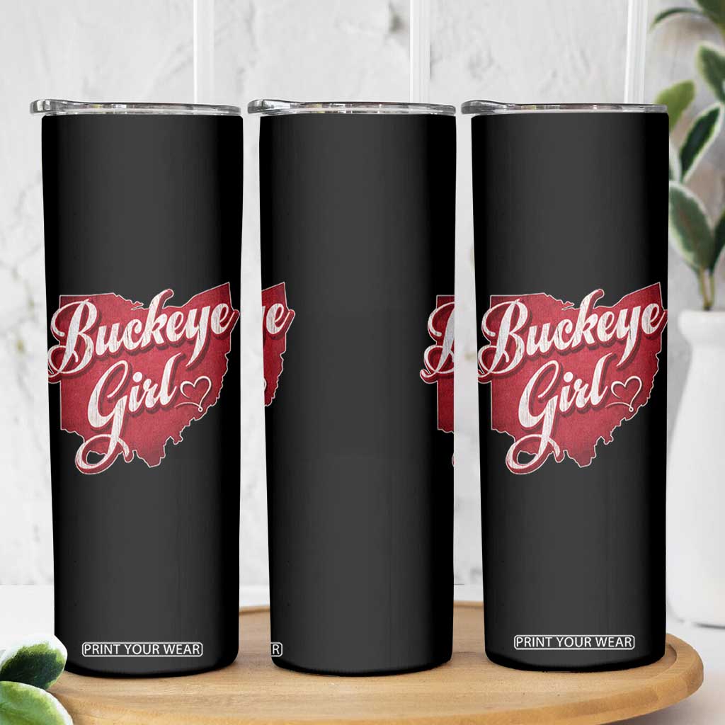 Funny Buckeye Girl Skinny Tumbler Red Map Of Ohio State TS11 Print Your Wear