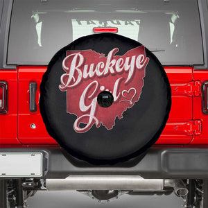 Funny Buckeye Girl Spare Tire Cover Red Map Of Ohio State TS11 Black Print Your Wear