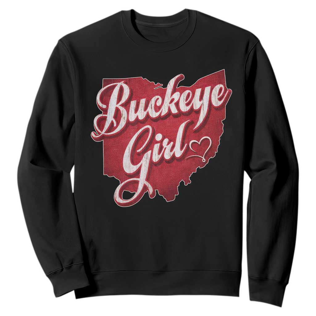 Funny Buckeye Girl Sweatshirt Red Map Of Ohio State TS11 Black Print Your Wear