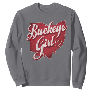 Funny Buckeye Girl Sweatshirt Red Map Of Ohio State TS11 Charcoal Print Your Wear