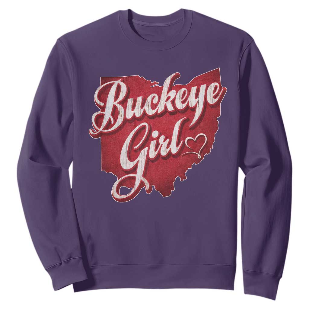 Funny Buckeye Girl Sweatshirt Red Map Of Ohio State TS11 Purple Print Your Wear