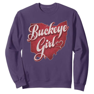Funny Buckeye Girl Sweatshirt Red Map Of Ohio State TS11 Purple Print Your Wear
