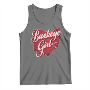 Funny Buckeye Girl Tank Top Red Map Of Ohio State TS11 Black Heather Print Your Wear