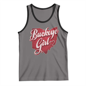 Funny Buckeye Girl Tank Top Red Map Of Ohio State TS11 Deep Heather Black Print Your Wear