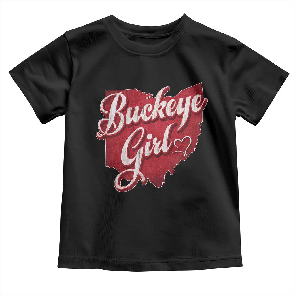 Funny Buckeye Girl Toddler T Shirt Red Map Of Ohio State TS11 Black Print Your Wear