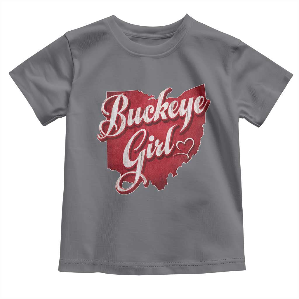 Funny Buckeye Girl Toddler T Shirt Red Map Of Ohio State TS11 Charcoal Print Your Wear