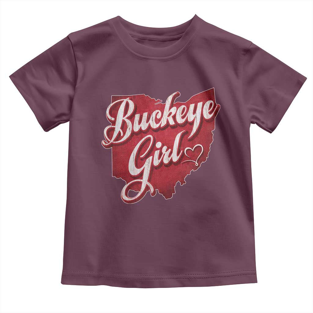 Funny Buckeye Girl Toddler T Shirt Red Map Of Ohio State TS11 Maroon Print Your Wear