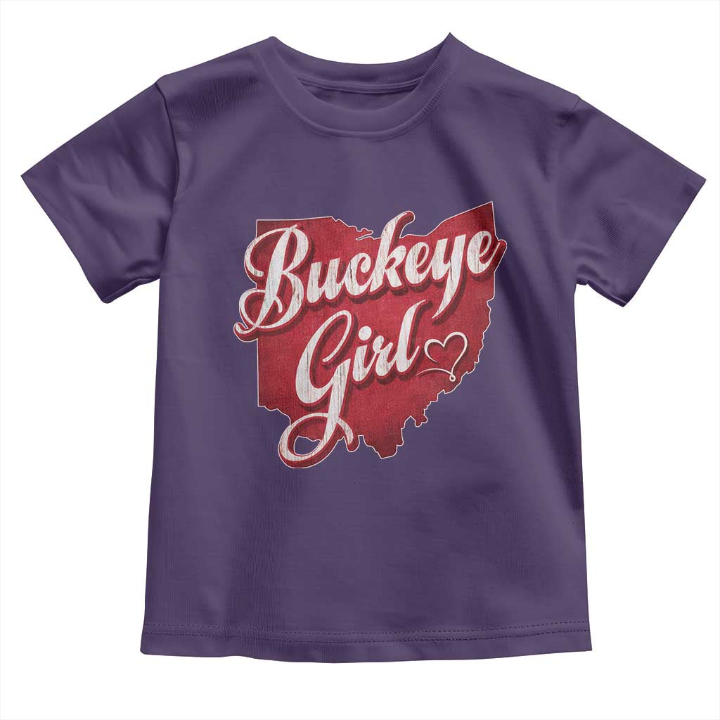Funny Buckeye Girl Toddler T Shirt Red Map Of Ohio State TS11 Purple Print Your Wear