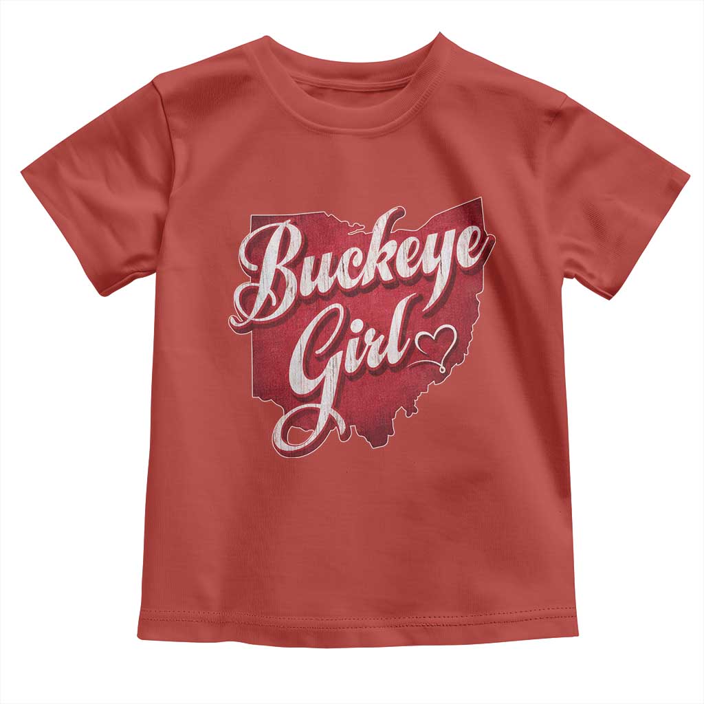 Funny Buckeye Girl Toddler T Shirt Red Map Of Ohio State TS11 Red Print Your Wear
