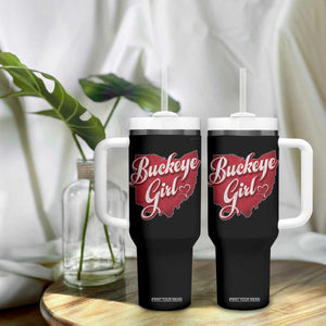 Funny Buckeye Girl Tumbler With Handle Red Map Of Ohio State TS11 Print Your Wear