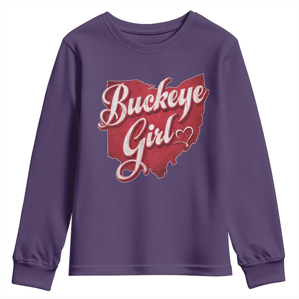 Funny Buckeye Girl Youth Sweatshirt Red Map Of Ohio State TS11 Purple Print Your Wear