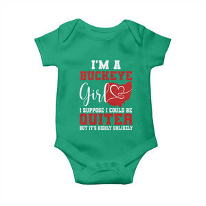 I Am A Buckeye Girl I Suppose I Could Be Quieter Baby Onesie Ohio State TS11 Irish Green Print Your Wear