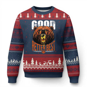 Funny Good Better Best Ugly Christmas Sweater BR Eating Cheese CFB Football Fans TS11 Navy Red Print Your Wear