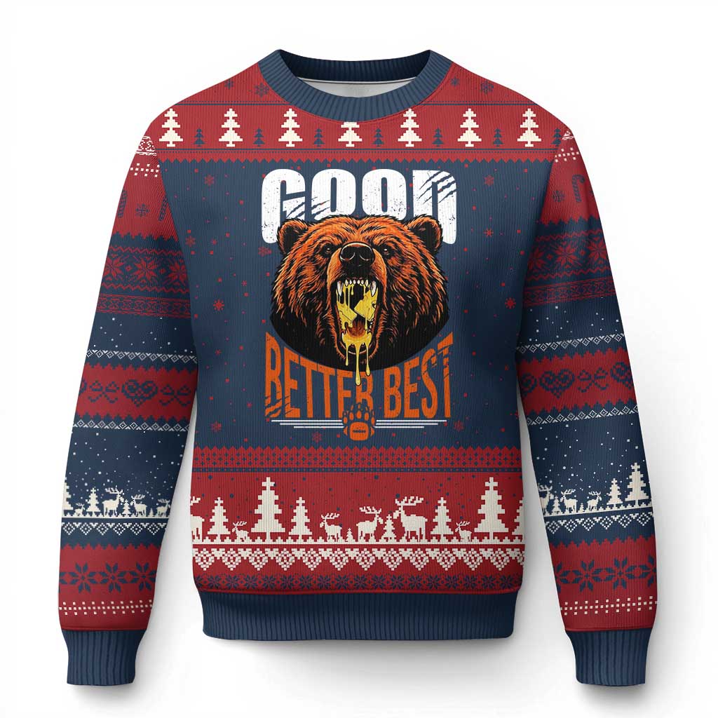 Funny Good Better Best Ugly Christmas Sweater BR Eating Cheese CFB Football Fans TS11 Navy Red Print Your Wear