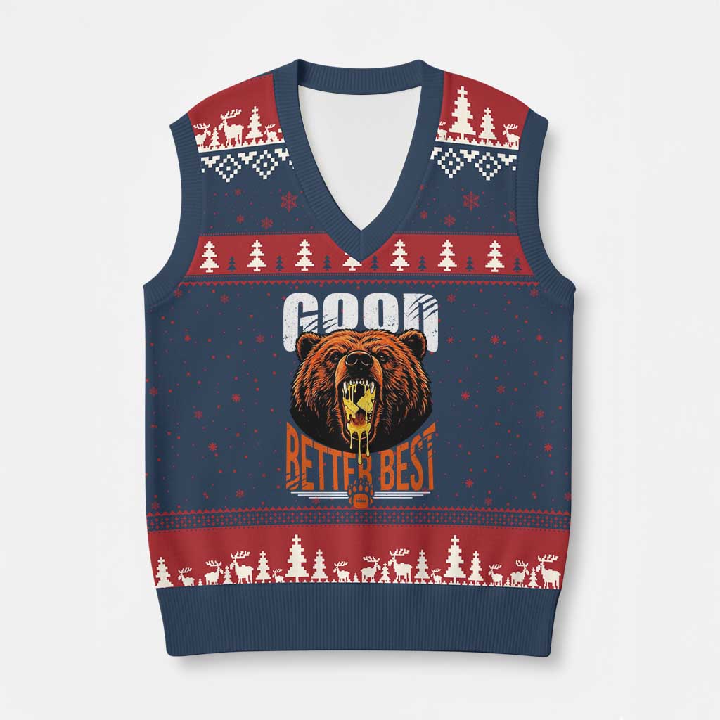 Funny Good Better Best V-Neck Knit Sweater Vest BR Eating Cheese CFB Football Fans TS11 Navy Red Print Your Wear