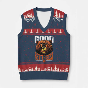 Funny Good Better Best V-Neck Knit Sweater Vest BR Eating Cheese CFB Football Fans TS11 Navy Red Print Your Wear