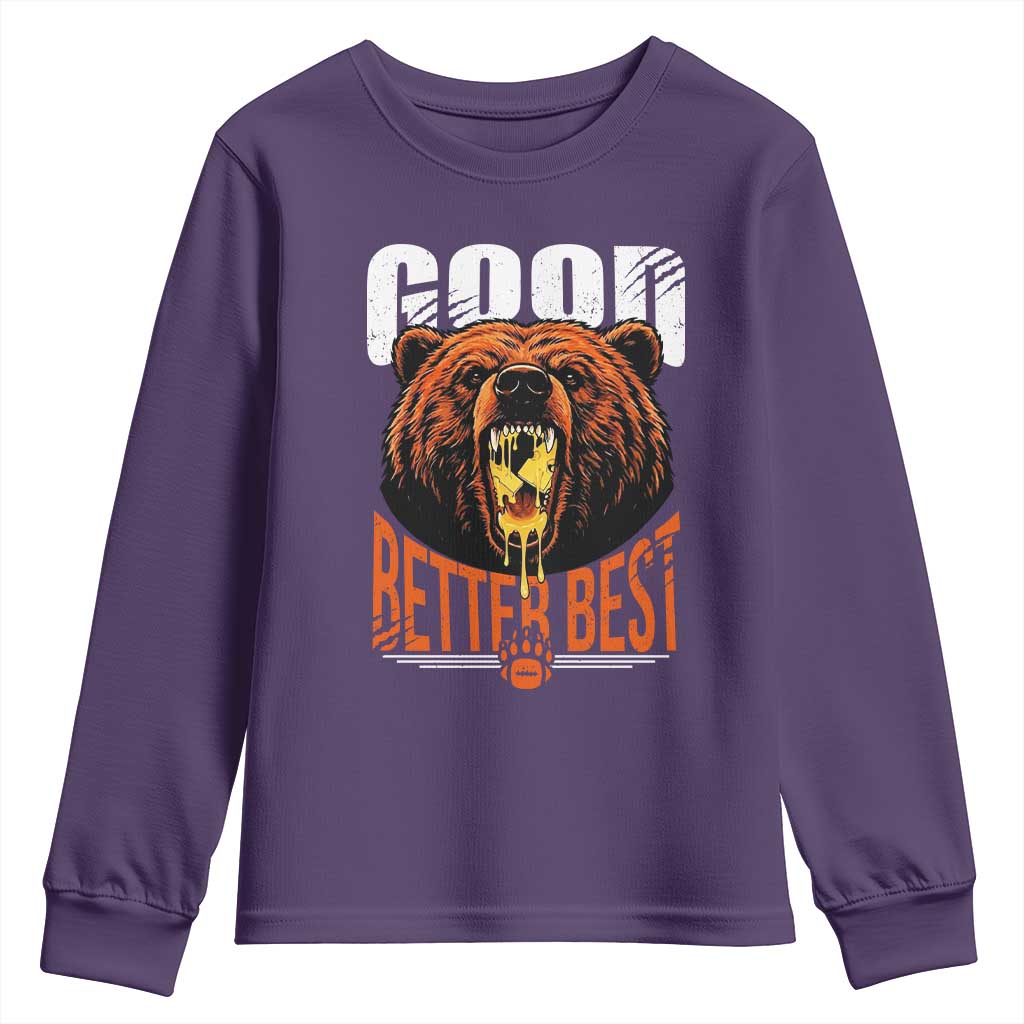Funny Good Better Best Youth Sweatshirt BR Eating Cheese CFB Football Fans TS11 Purple Print Your Wear