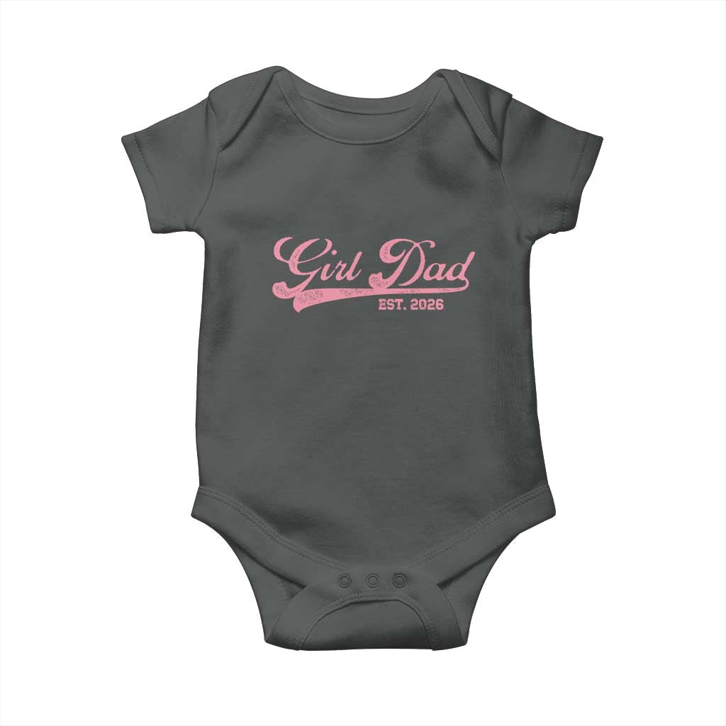 Girl Dad Est 2026 Baby Onesie Dad Of Girl 2026 Pink Baby Announcement TS11 Dark Heather Print Your Wear
