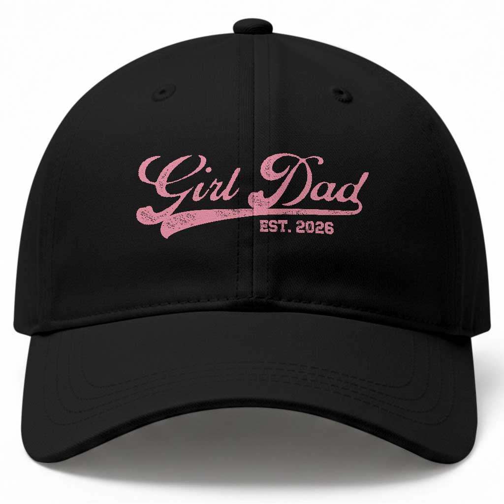 Girl Dad Est 2026 Baseball Cap Dad Of Girl 2026 Pink Baby Announcement TS11 Print Your Wear