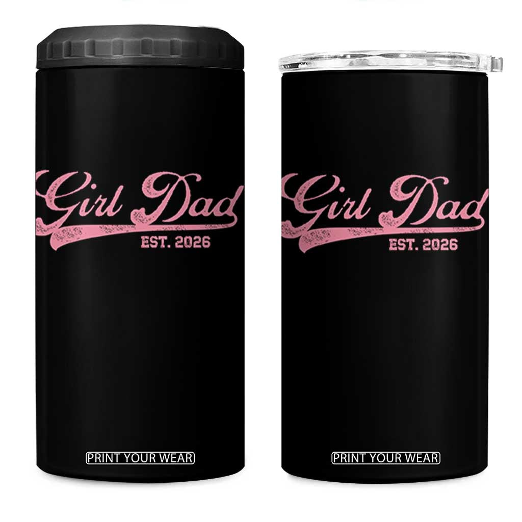 Girl Dad Est 2026 4 in 1 Can Cooler Tumbler Dad Of Girl 2026 Pink Baby Announcement TS11 One Size: 16 oz Black Print Your Wear