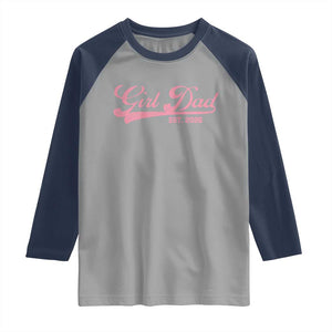Girl Dad Est 2026 Raglan Shirt Dad Of Girl 2026 Pink Baby Announcement TS11 Sport Gray Navy Print Your Wear