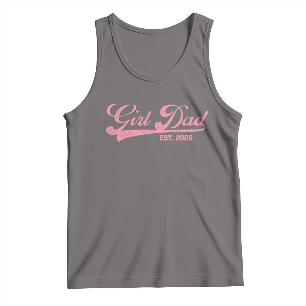 Girl Dad Est 2026 Tank Top Dad Of Girl 2026 Pink Baby Announcement TS11 Deep Heather Print Your Wear