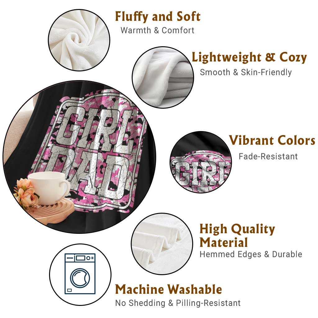 Girl Dad Throw Blanket Pink Camo Hunting Daddy Father's Day TS11 Print Your Wear