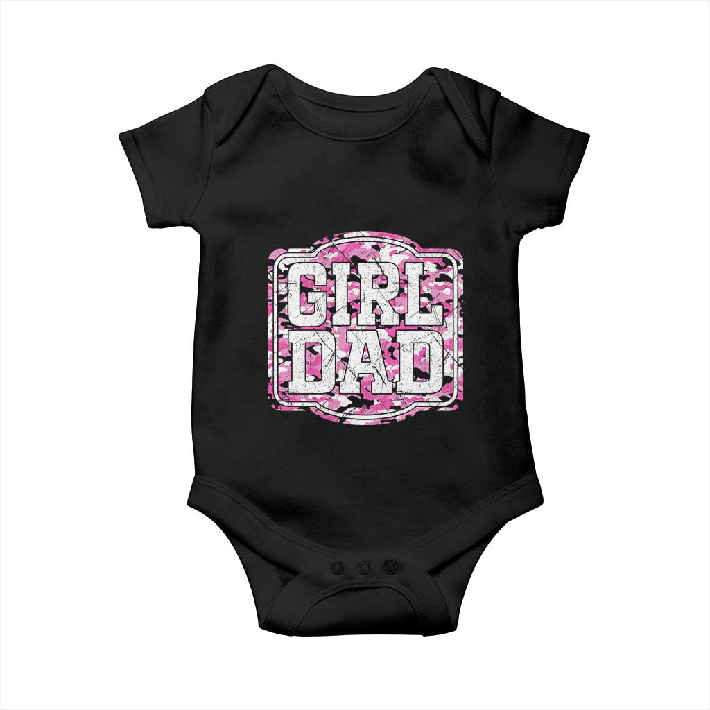 Girl Dad Baby Onesie Pink Camo Hunting Daddy Father's Day TS11 Black Print Your Wear