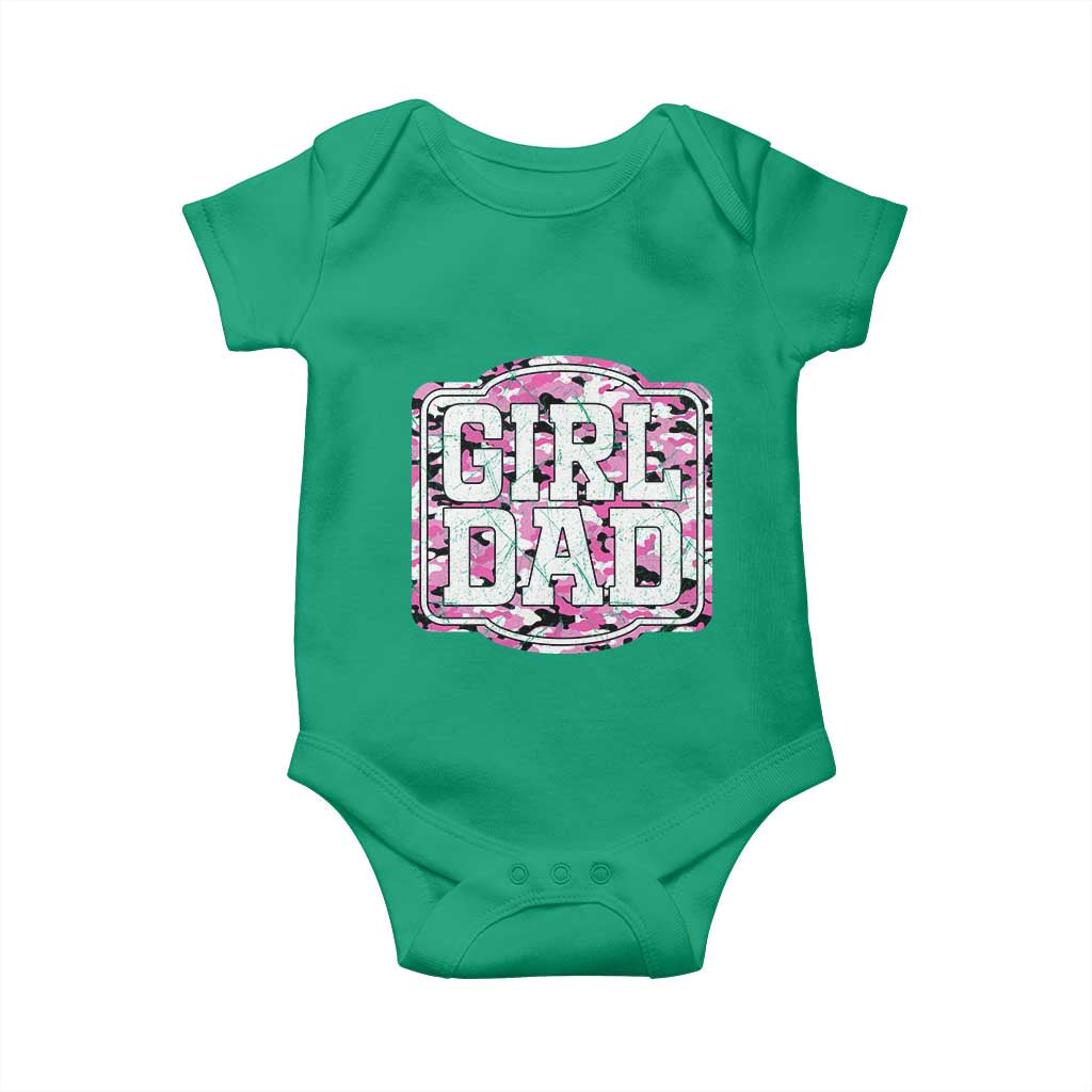 Girl Dad Baby Onesie Pink Camo Hunting Daddy Father's Day TS11 Irish Green Print Your Wear