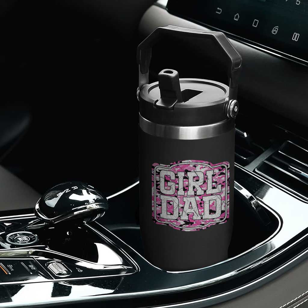 Girl Dad Flip Straw Tumbler Pink Camo Hunting Daddy Father's Day TS11 Print Your Wear