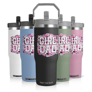 Girl Dad Flip Straw Tumbler Pink Camo Hunting Daddy Father's Day TS11 Print Your Wear