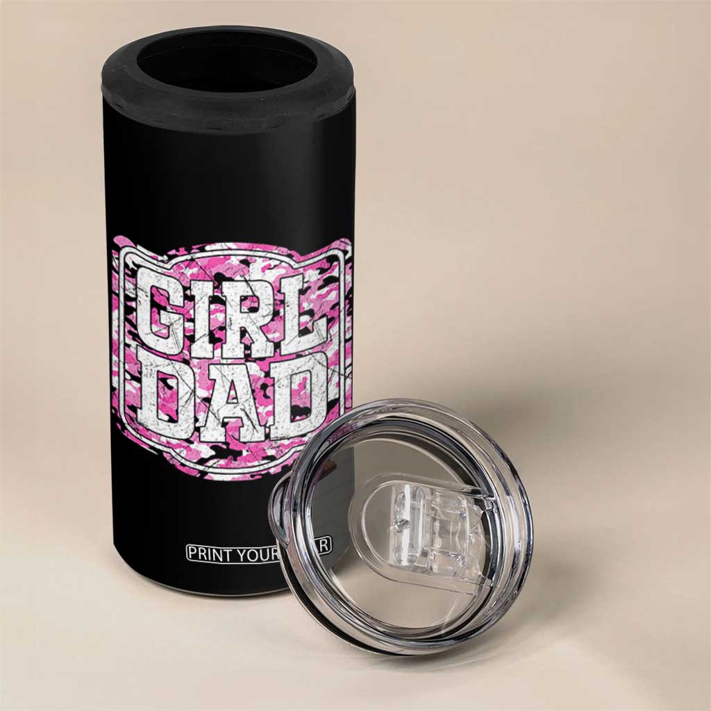Girl Dad 4 in 1 Can Cooler Tumbler Pink Camo Hunting Daddy Father's Day TS11 Print Your Wear