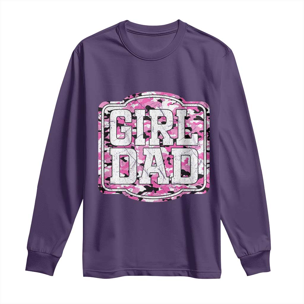 Girl Dad Long Sleeve Shirt Pink Camo Hunting Daddy Father's Day TS11 Purple Print Your Wear